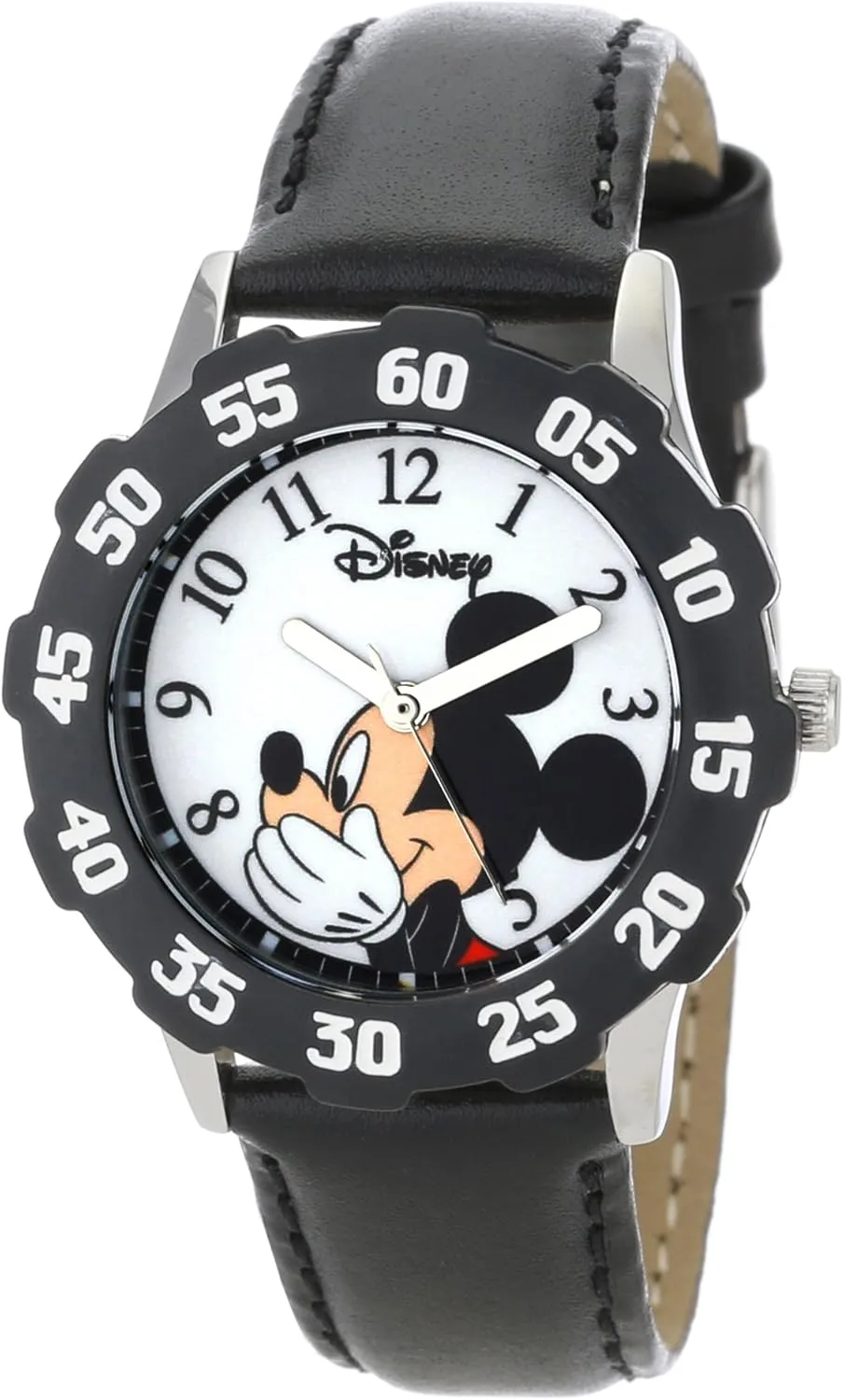Disney Kids' W000850 "Tween Mickey Mouse" Stainless Steel Watch With Black Leather Band