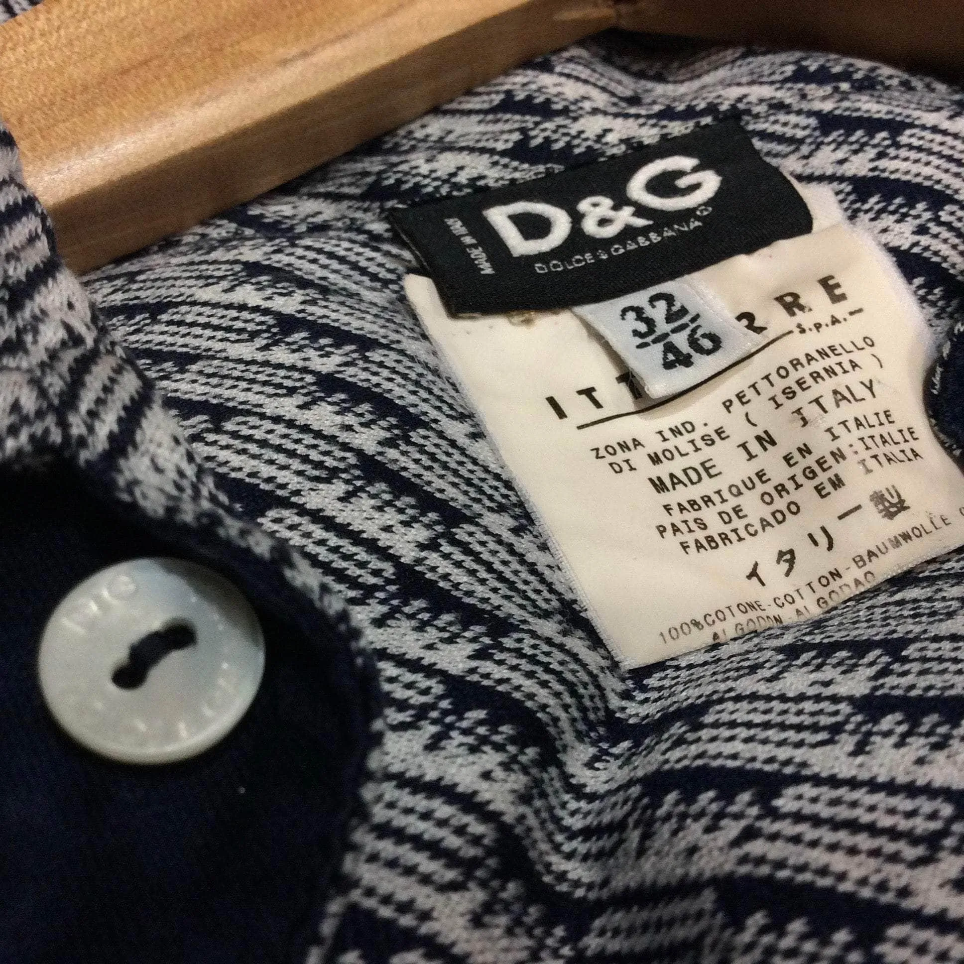 Dolce & Gabbana 1970s Style Men's Blue Fitted Jersey Shirt Small