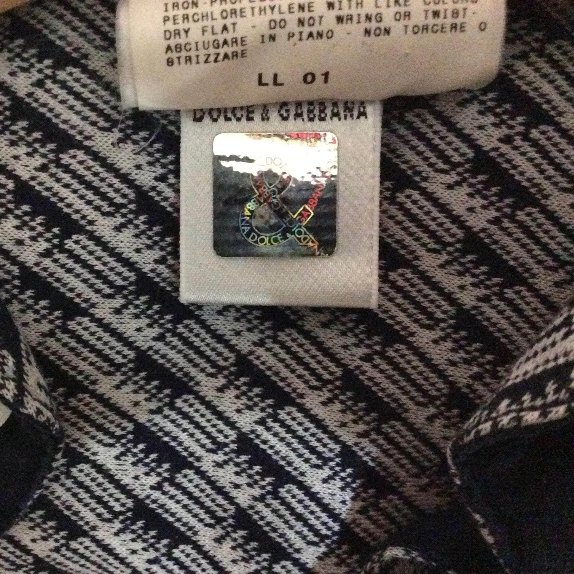 Dolce & Gabbana 1970s Style Men's Blue Fitted Jersey Shirt Small