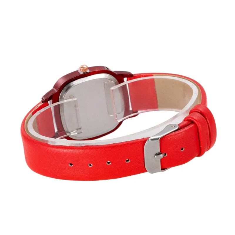 Fashion Square Rhinestone Watch For Women PU Leather Band Quartz Clock Ladies Casual Crystal Strap Female Bracelet Watches