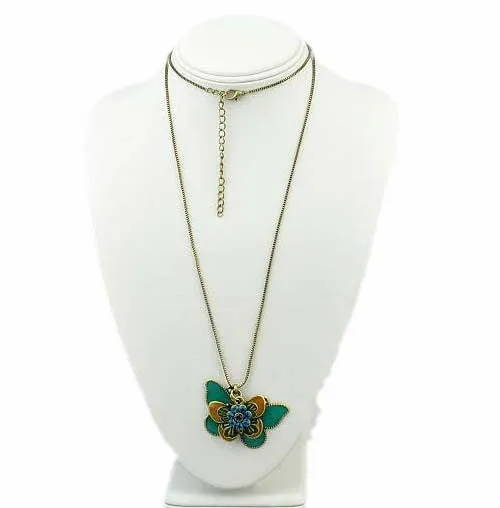 Fashion vintaged Double butterfly pendant necklace Statement jewelry for women