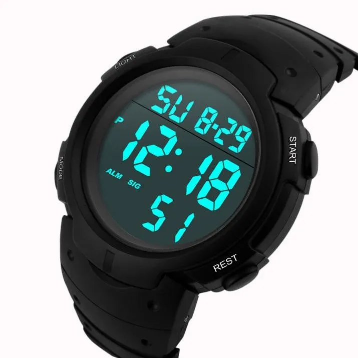 Fashion Waterproof Men's Boy LCD Digital Stopwatch Date Rubber Sport Wrist Watch Elegant Gifts