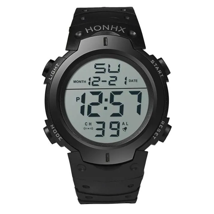 Fashion Waterproof Men's Boy LCD Digital Stopwatch Date Rubber Sport Wrist Watch Elegant Gifts