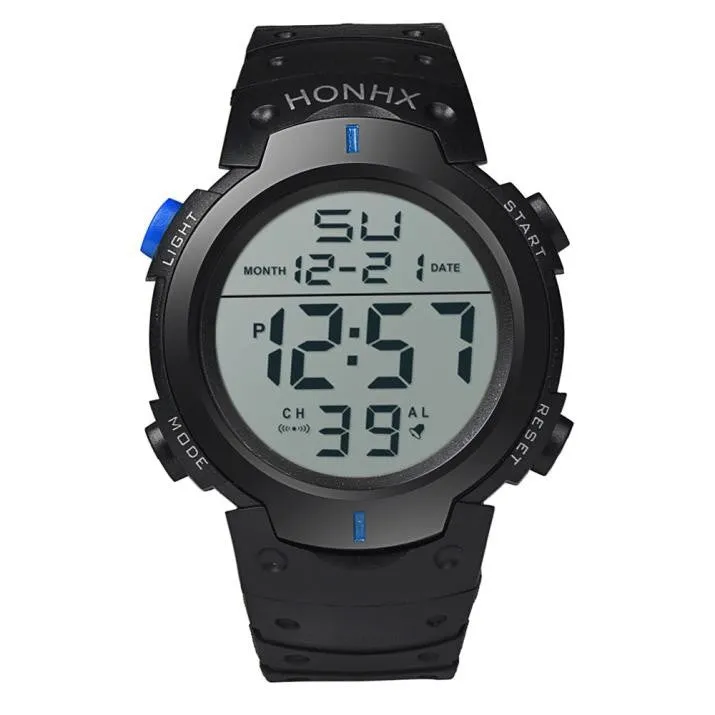 Fashion Waterproof Men's Boy LCD Digital Stopwatch Date Rubber Sport Wrist Watch Elegant Gifts