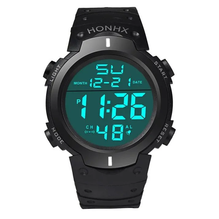 Fashion Waterproof Men's Boy LCD Digital Stopwatch Date Rubber Sport Wrist Watch Elegant Gifts