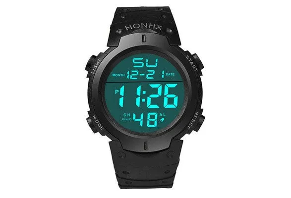 Fashion Waterproof Men's Boy LCD Digital Stopwatch Date Rubber Sport Wrist Watch Elegant Gifts