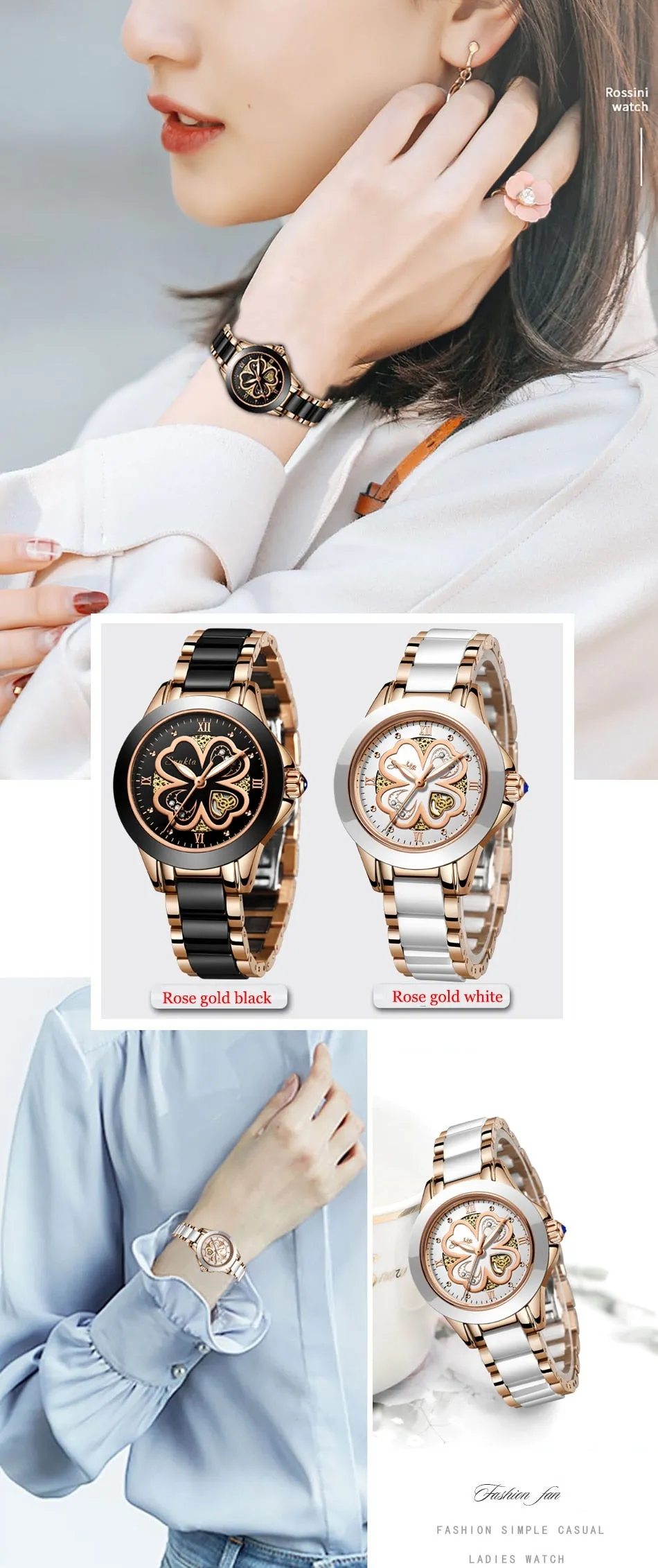 Fashion Women Rose Gold Bracelet Watch