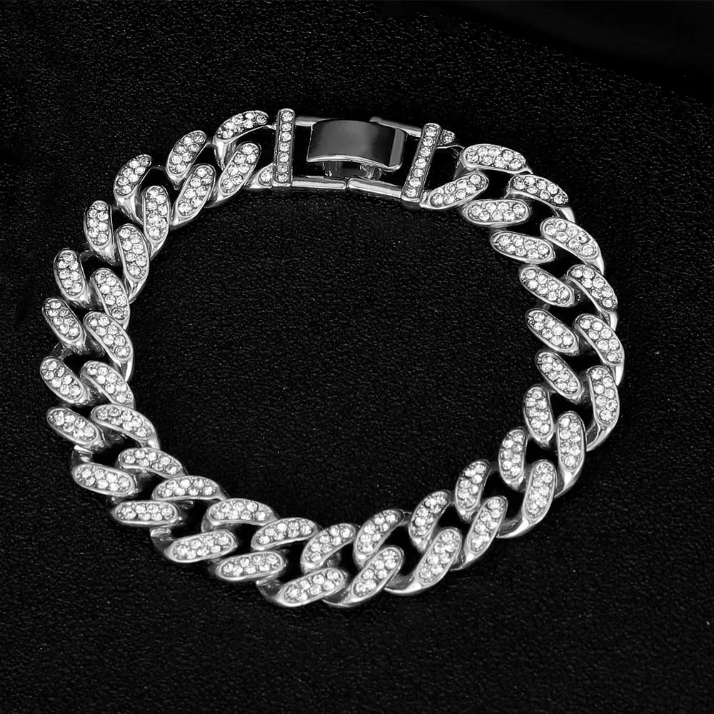 Full Iced Out Watch for Men Miami Cuban Chain Bracelet Iced Out Watches Men