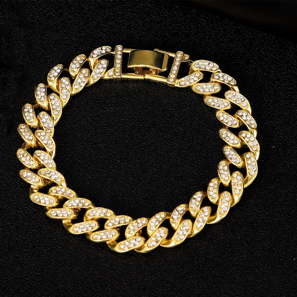 Full Iced Out Watch for Men Miami Cuban Chain Bracelet Iced Out Watches Men