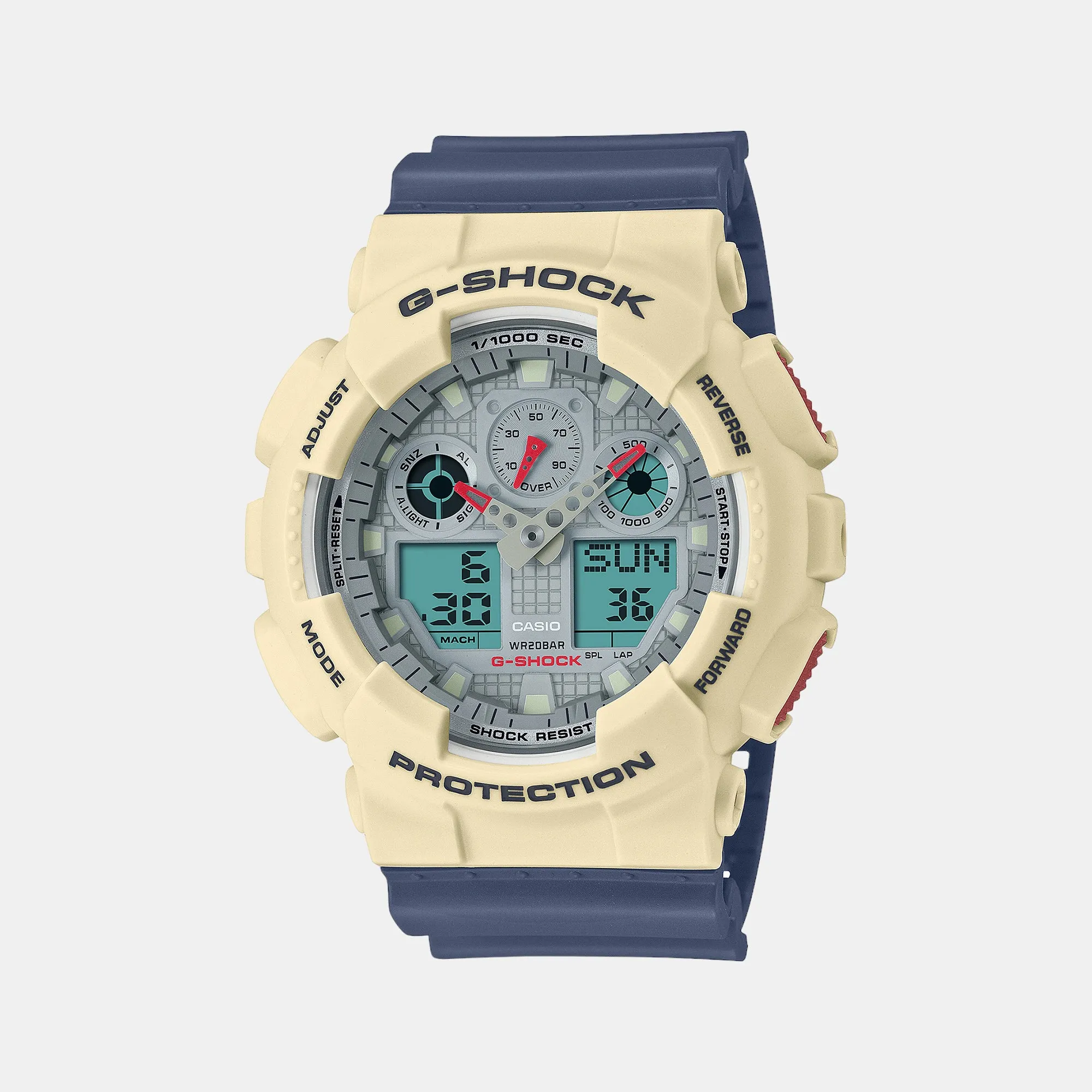 G-Shock Men's Grey Dial Analog-Digital Resin Watch G1428 - GA-100PC-7A2DR