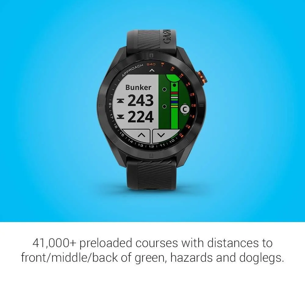 Garmin Approach S40 Bundle Black Silicone Band Digital Dial GPS Golf Smart Watch - 010-02140-03
