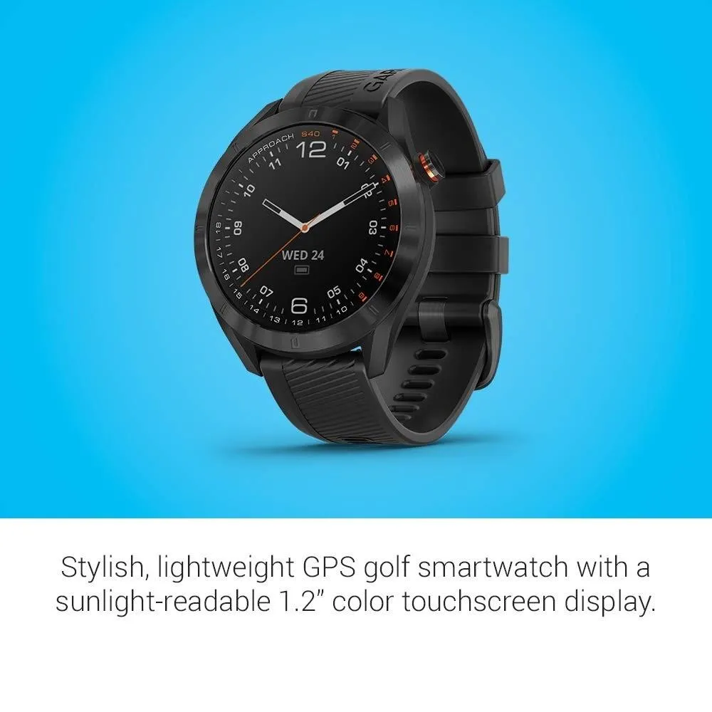 Garmin Approach S40 Bundle Black Silicone Band Digital Dial GPS Golf Smart Watch - 010-02140-03