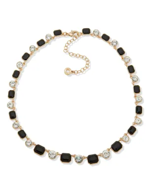 Gold Necklace - Jet/Crystal