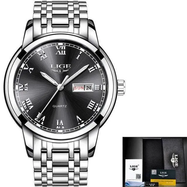 Great Gifts for Men - Top Brand Luxury Full Steel Quartz Business Gold Waterproof Wrist Watch