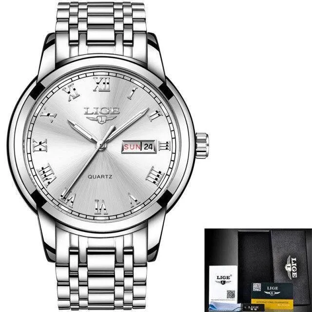 Great Gifts for Men - Top Brand Luxury Full Steel Quartz Business Gold Waterproof Wrist Watch