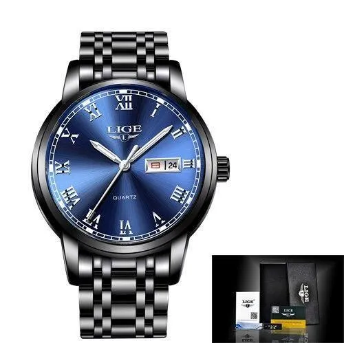 Great Gifts for Men - Top Brand Luxury Full Steel Quartz Business Gold Waterproof Wrist Watch