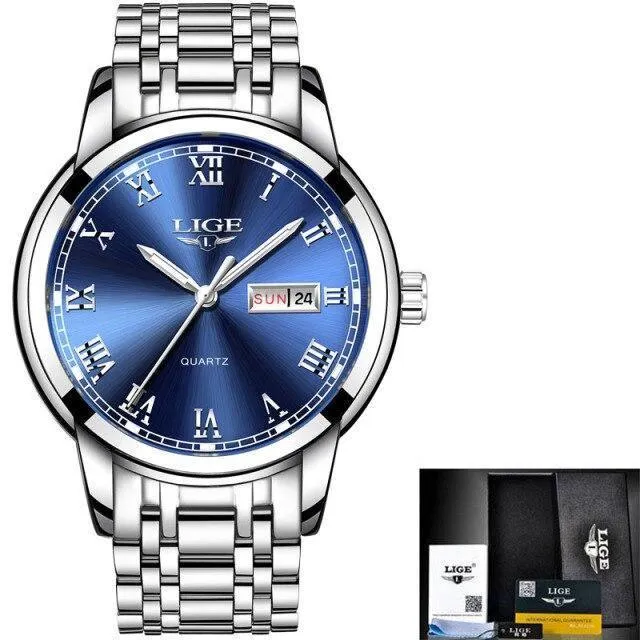 Great Gifts for Men - Top Brand Luxury Full Steel Quartz Business Gold Waterproof Wrist Watch