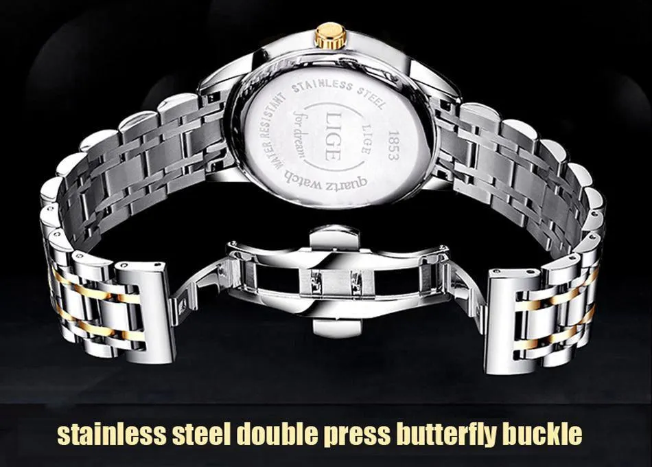 Great Gifts for Men - Top Brand Luxury Full Steel Quartz Business Gold Waterproof Wrist Watch