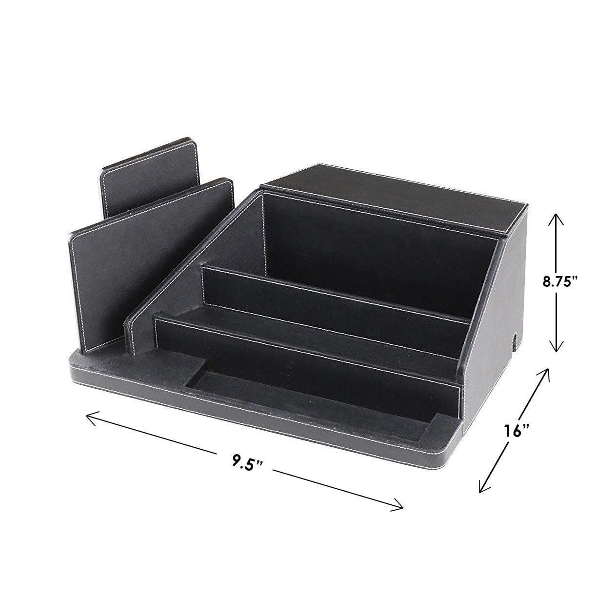 G.U.S. All-In-One Charging Station, Valet, and Desktop Organizer - Multiple Finishes Available. For Laptops, Tablets, Phone and Wearable Technology - Black Leatherette