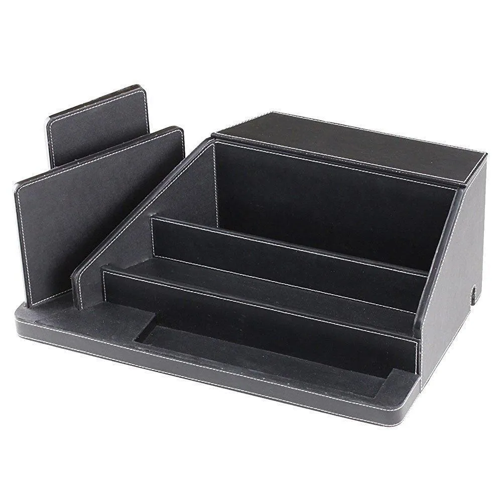 G.U.S. All-In-One Charging Station, Valet, and Desktop Organizer - Multiple Finishes Available. For Laptops, Tablets, Phone and Wearable Technology - Black Leatherette