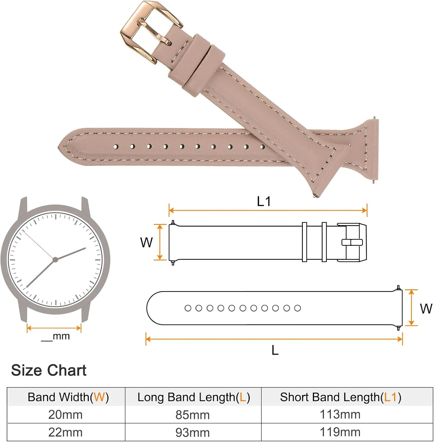 HARFINGTON Multi-color Genuine Leather Watch Band Quick Release Elegant Slim Thin Top Grain Replacement Wristband Strap for Watch & Smartwatch