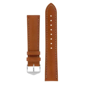 Hirsch KENT Textured Natural Leather Watch Strap in GOLD BROWN