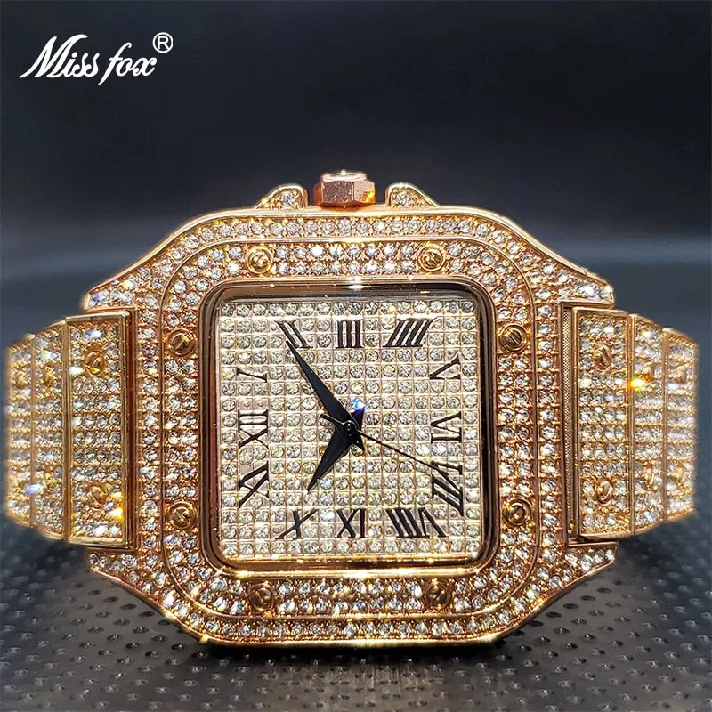 Ice Out Relogio Droshipping Luxury Full Diamond Quartz Watches or Classic Stylish Trend Waterproof Watch New