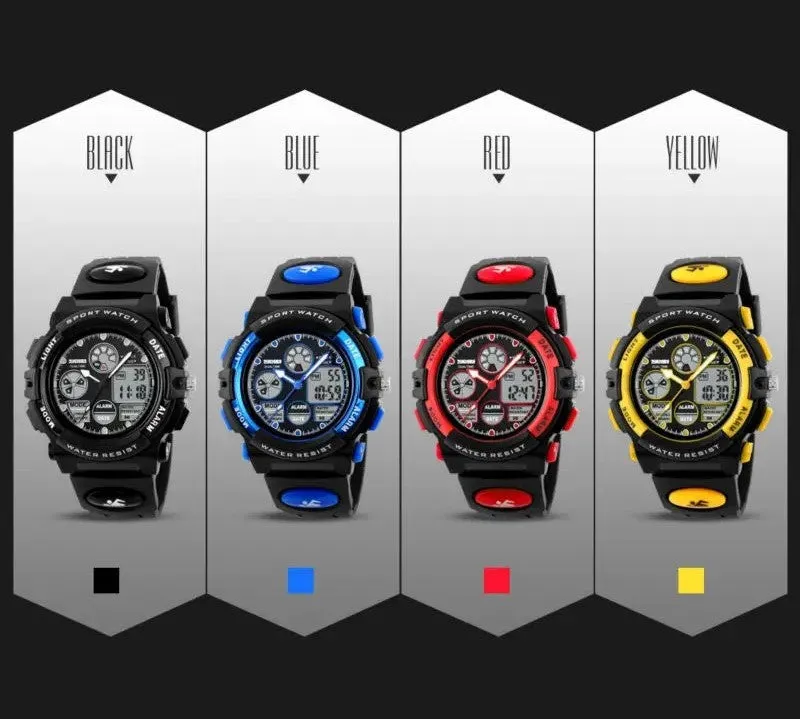 Kids Waterproof Analog Watch LED Multifunction