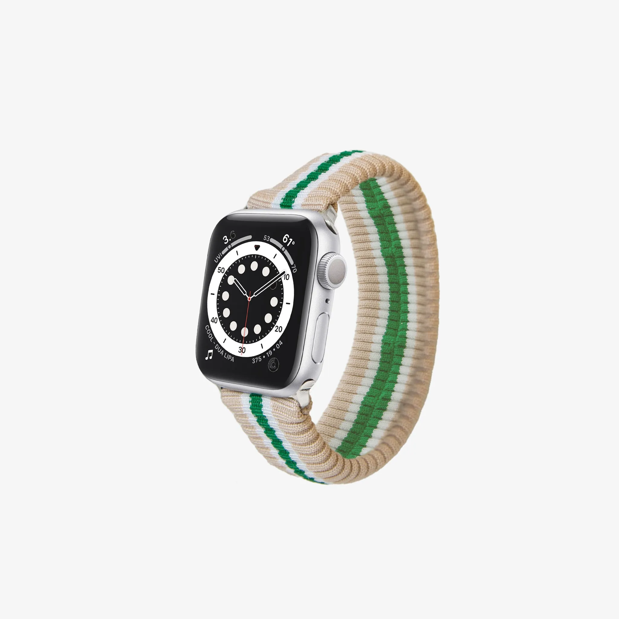 Knit Apple Watch® Band - Oat   Green Stripe