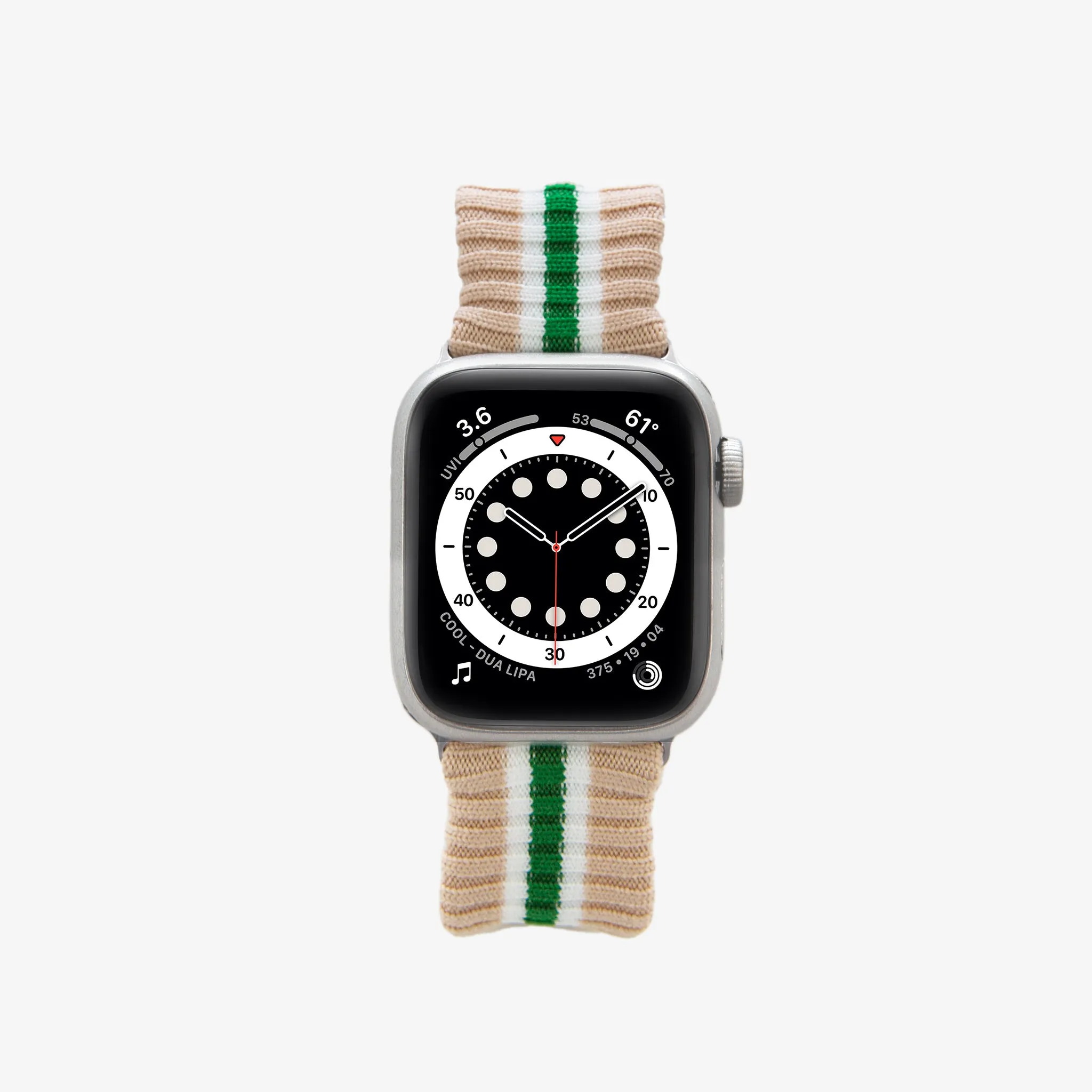 Knit Apple Watch® Band - Oat   Green Stripe