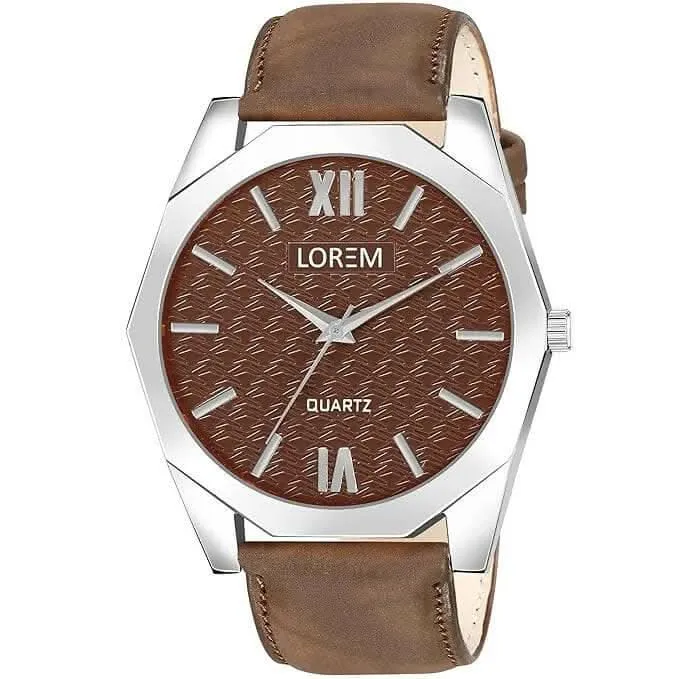 LOREM Brown 3d embossed Dial Analog Watch For Men LR85