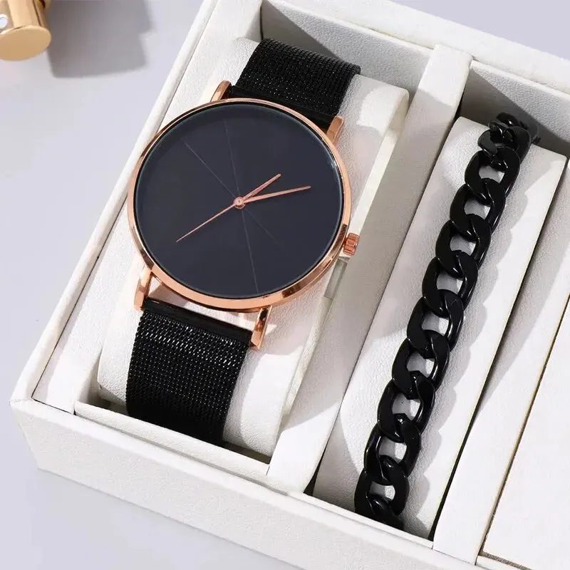 Luxury Men's Quartz Wristwatch with Calendar - Elegant Stainless Steel Mesh Bracelet
