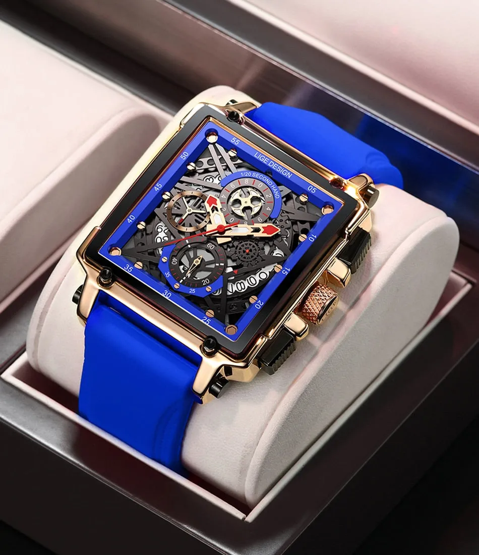 Luxury Mens Watches Square Digital Sports Quartz Wrist Watch for Men