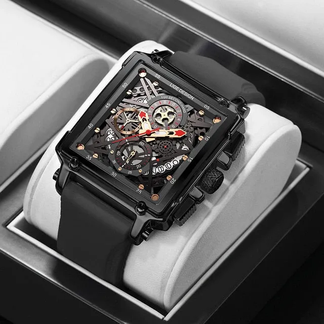Luxury Mens Watches Square Digital Sports Quartz Wrist Watch for Men