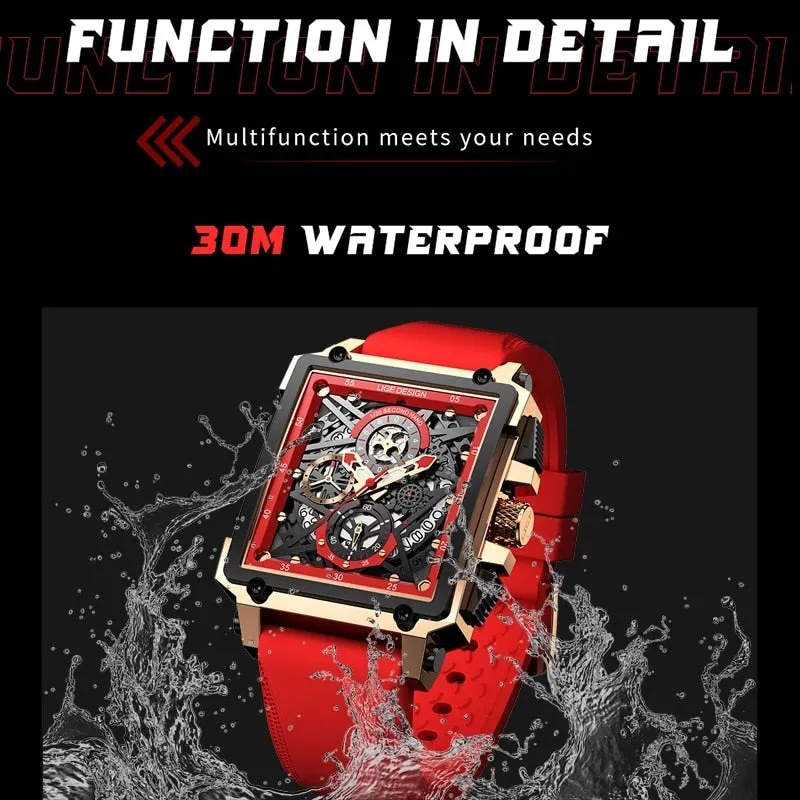 Luxury Mens Watches Square Digital Sports Quartz Wrist Watch for Men