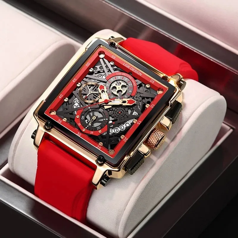Luxury Mens Watches Square Digital Sports Quartz Wrist Watch for Men