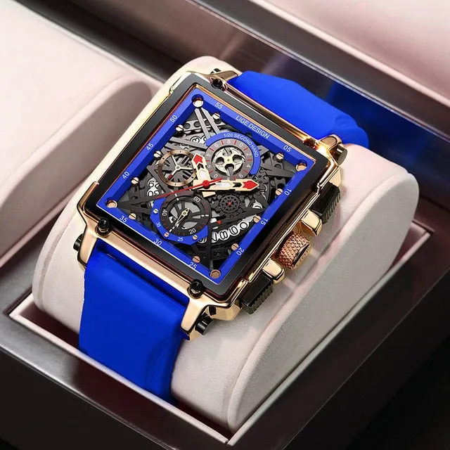 Luxury Mens Watches Square Digital Sports Quartz Wrist Watch for Men