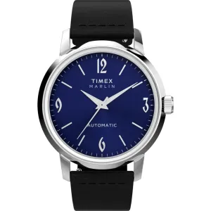 Marlin Automatic Leather Strap Watch - Black