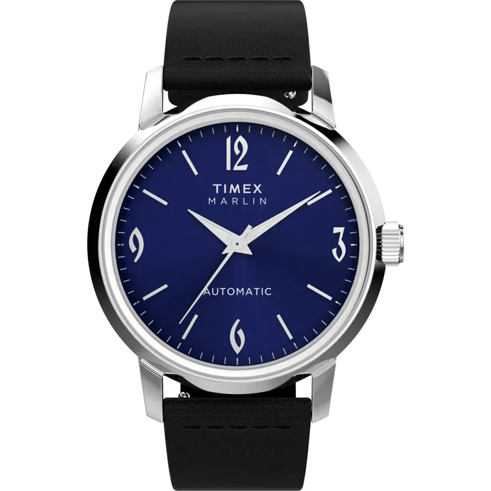 Marlin Automatic Leather Strap Watch - Black