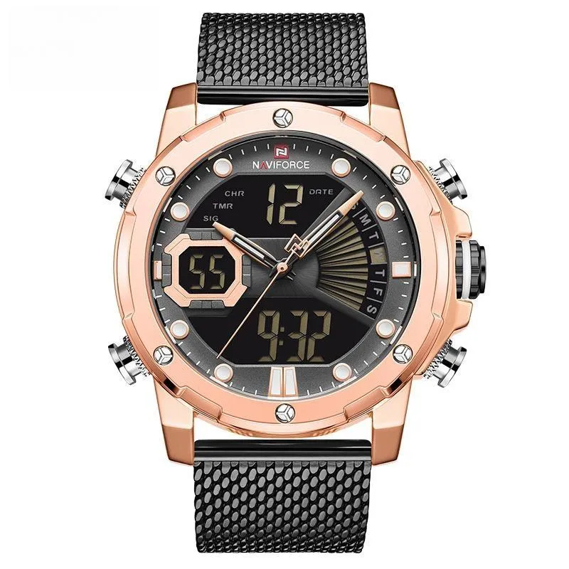 Men's Watches Quartz Digital Male Clock Military Sports Mesh Stainless Steel Brand Luxury Wristwatch