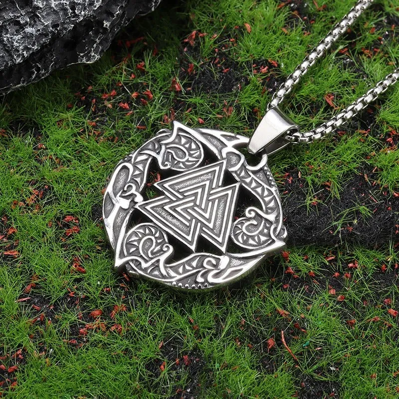 Odin's Embrace: The Sacred Valknut Amulet Necklace