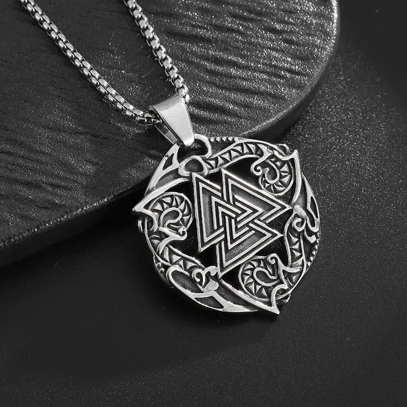 Odin's Embrace: The Sacred Valknut Amulet Necklace