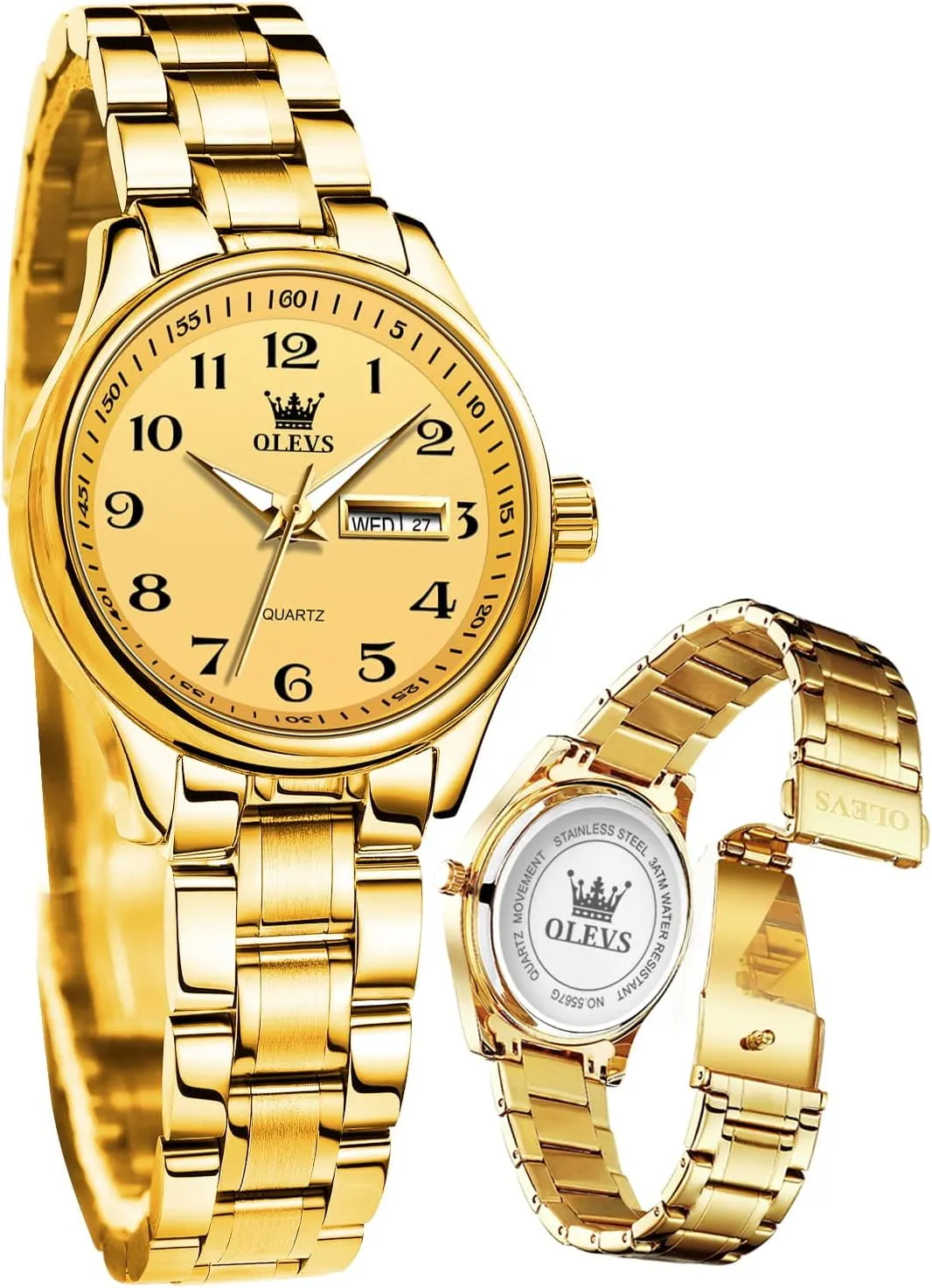 OLEVS Women Watches Business Dress Female Ladies for Small Wrist Watch Gold Silver Tone Stainless Steel Band Analog Quartz Day Date Waterproof Lady Watches