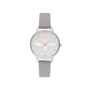 Olivia Burton 3D Bee Grey Lilac Rose Gold & Silver Watch