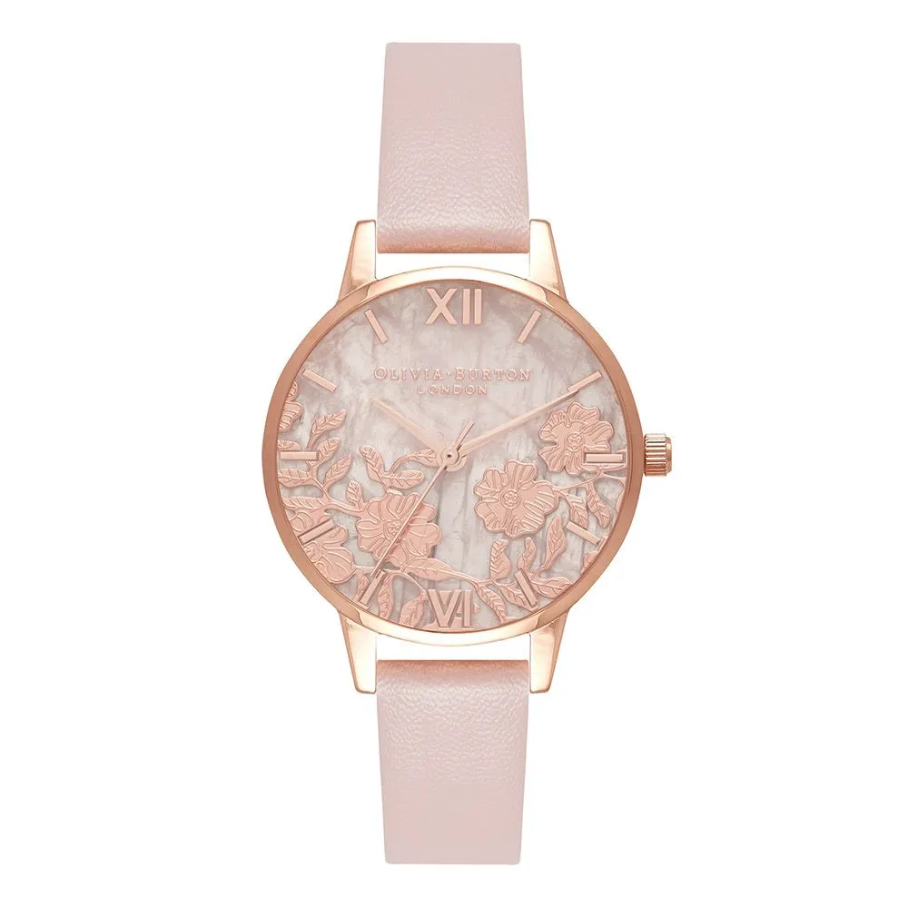 Olivia Burton Rose Quartz Watch With A Rose Vegan Friendly Strap