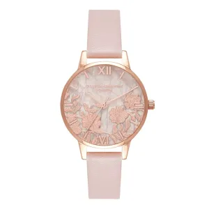 Olivia Burton Rose Quartz Watch With A Rose Vegan Friendly Strap