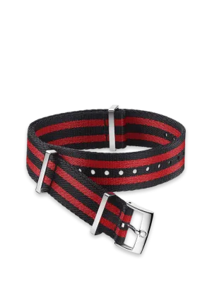 Omega Nato Polyamide 5-Stripe Black & Red Strap 19-20MM