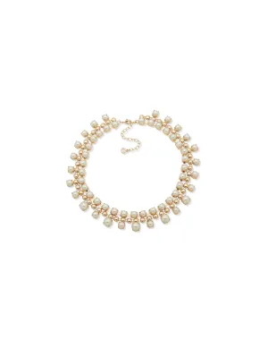 Pearl & Metal Dome Statement Necklace