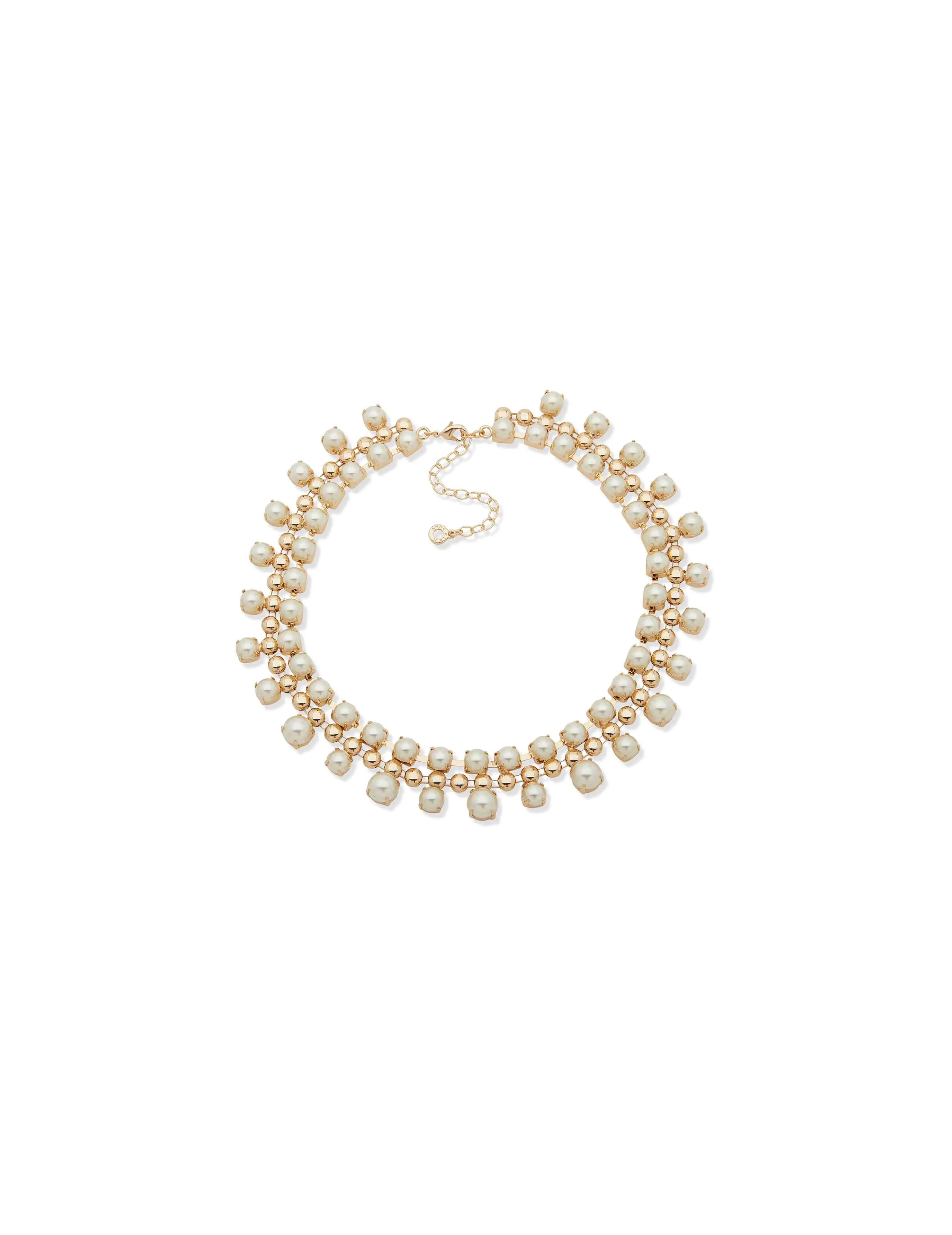 Pearl & Metal Dome Statement Necklace