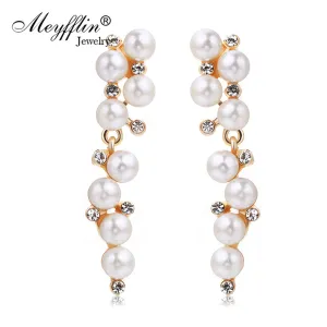 Pendientes Fashion Imitated Pearl Earrings for Women Brinco Jewelry Statement Crystal Stud Earrings Gold Boucle d'oreille